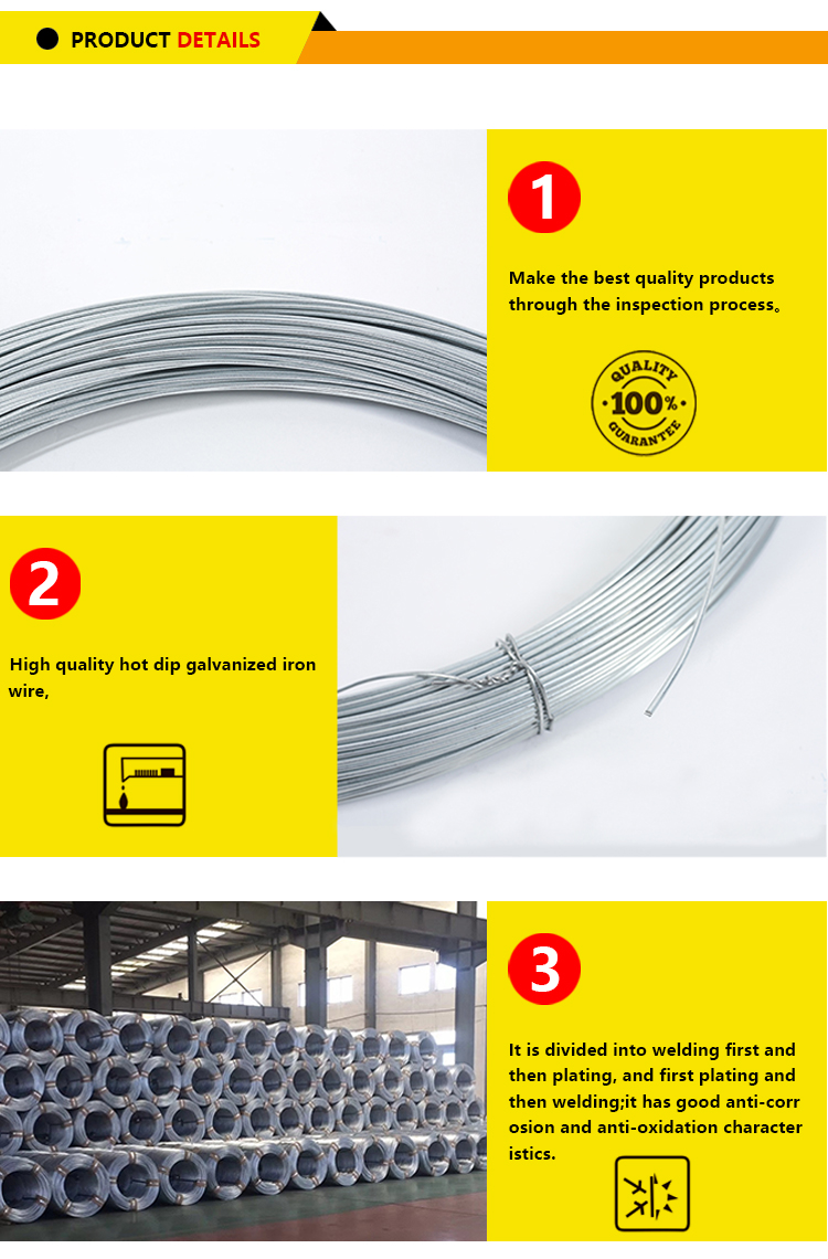 Manufacture BWG14  BWG16 BWG18 BWG 20  HDG wire Electric electro hot dipped galvanized iron wire as binding wire